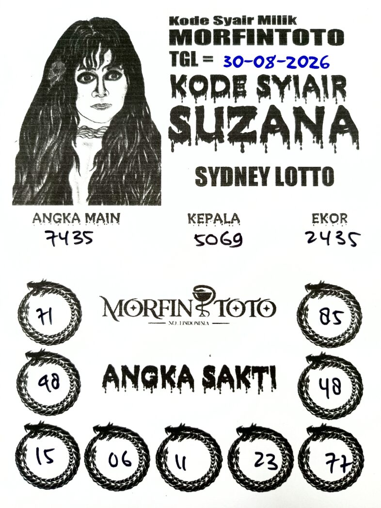 SYAIR TOGEL SUZANA SYDNEY LOTTO 30 AGUSTUS 2026