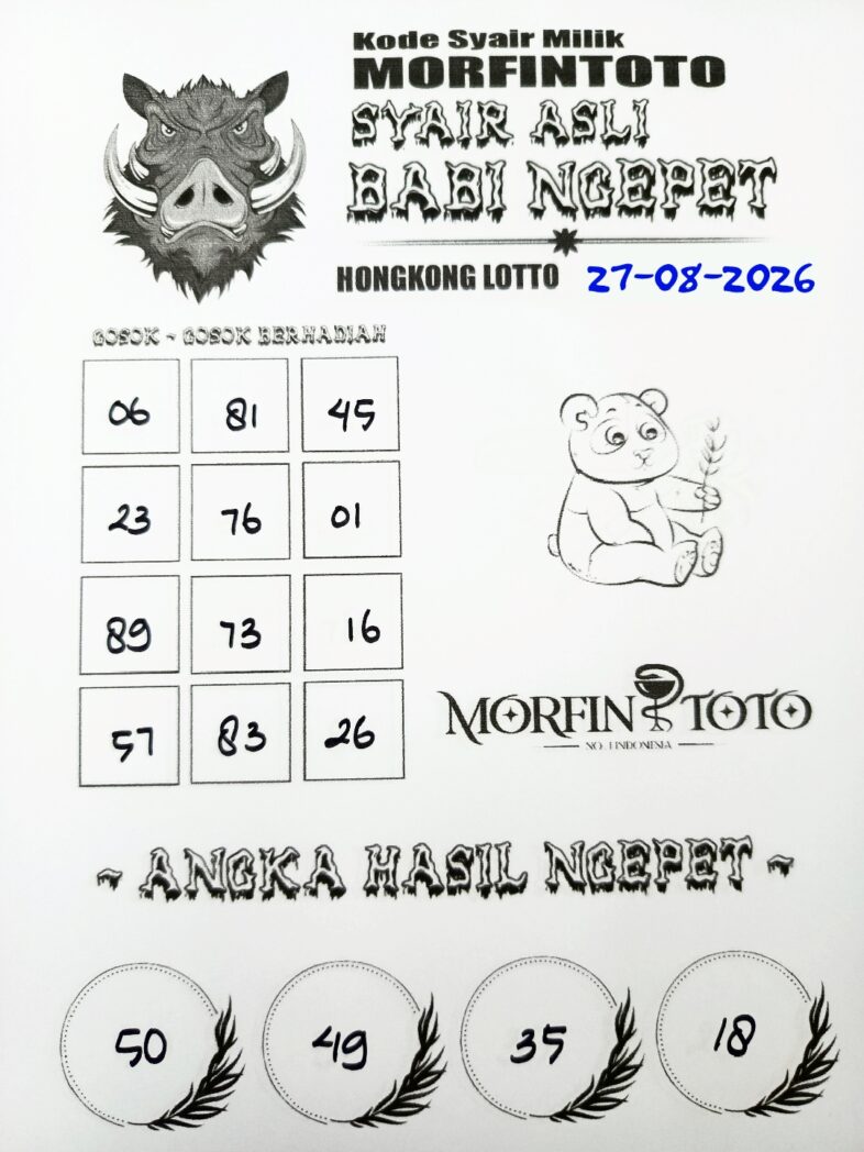 SYAIR TOGEL BABI NGEPET HONGKONG LOTTO 27 AGUSTUS 2026