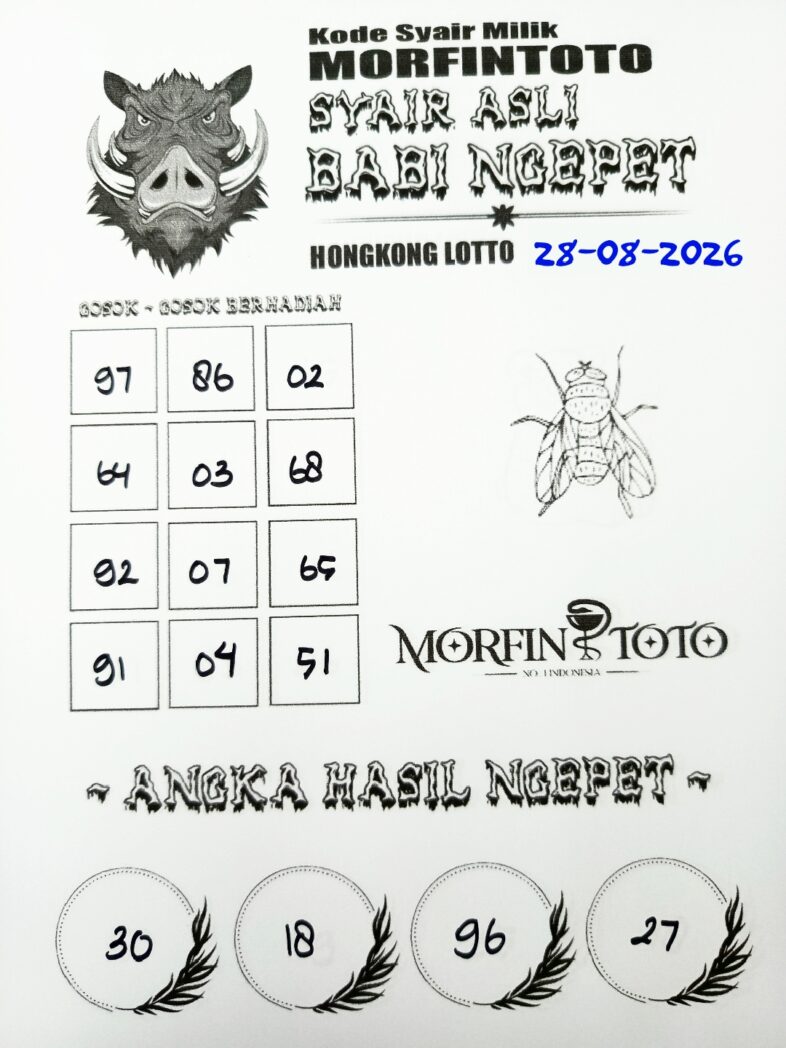 SYAIR TOGEL BABI NGEPET HONGKONG LOTTO 28 AGUSTUS 2026
