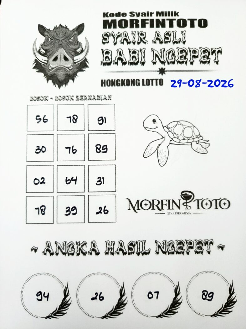 SYAIR TOGEL BABI NGEPET HONGKONG LOTTO 29 AGUSTUS 2026