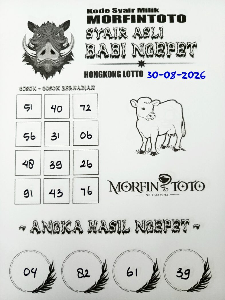 SYAIR TOGEL BABI NGEPET HONGKONG LOTTO 30 AGUSTUS 2026