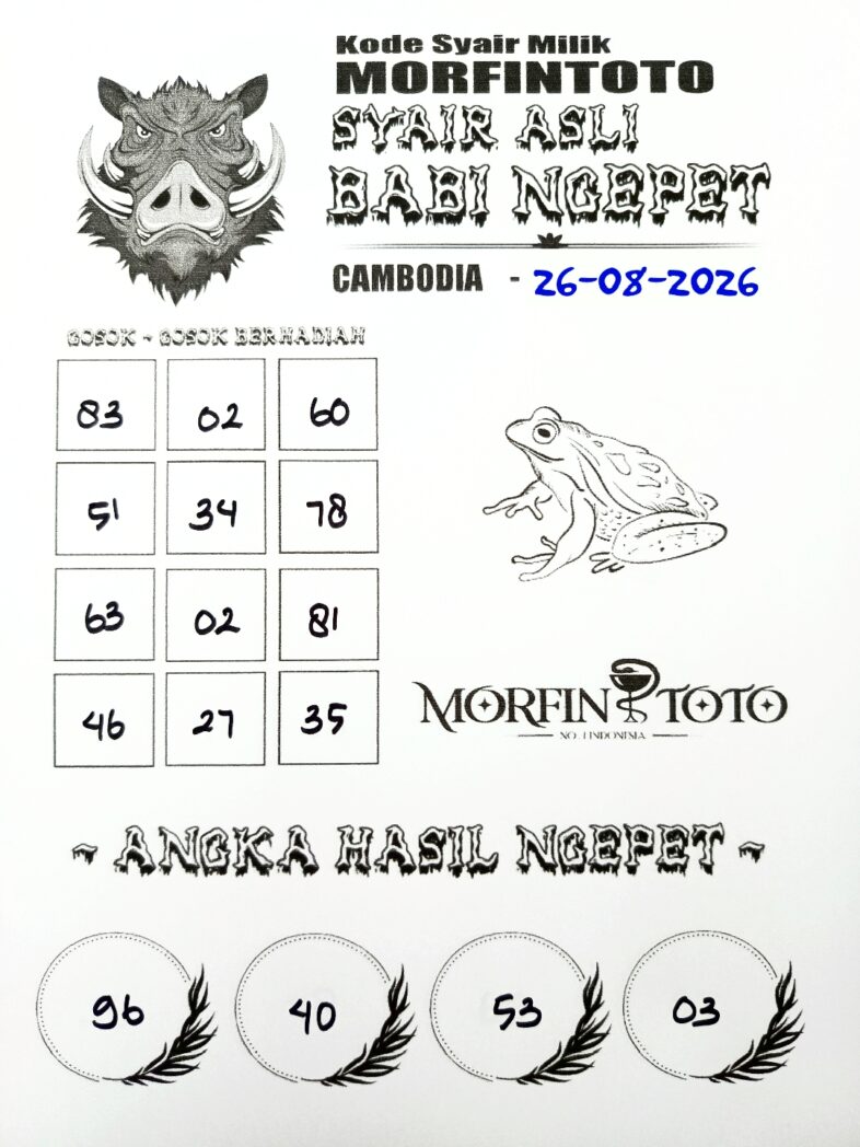 SYAIR TOGEL BABI NGEPET CAMBODIA 26 AGUSTUS 2626
