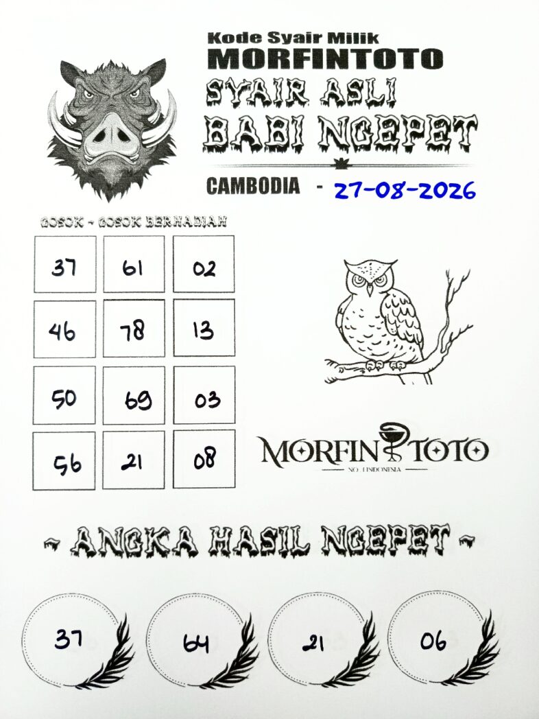 SYAIR TOGEL BABI NGEPET CAMBODIA 27 AGUSTUS 2026