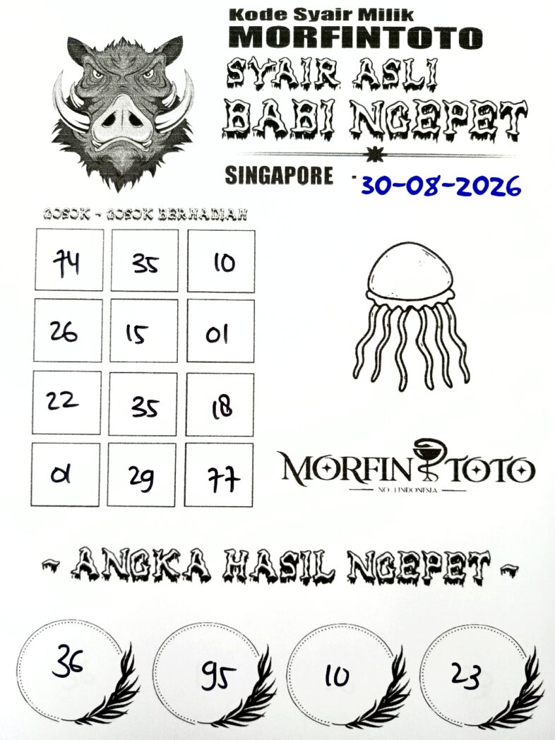 SYAIR TOGEL BABI NGEPET SINGAPORE POOLS 30 AGUSTUS 2026