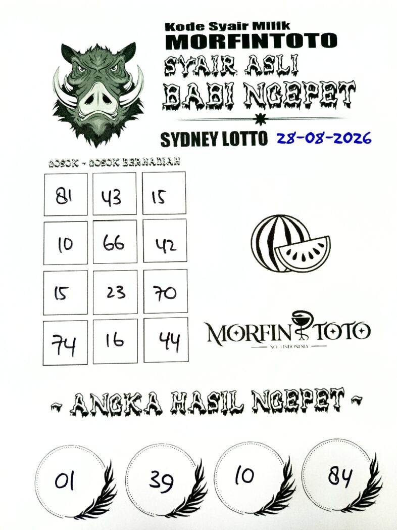 SYAIR TOGEL BABI NGEPET SYDNEY LOTTO 28 AGUSTUS 2026