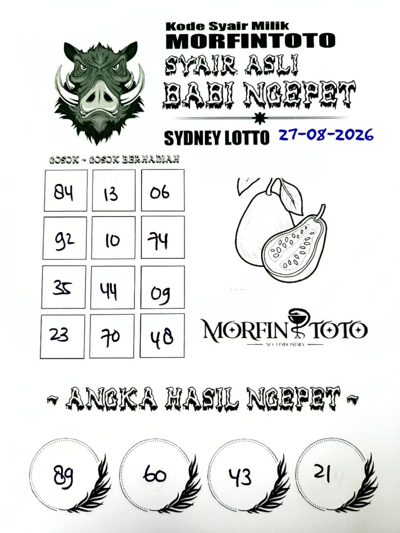 SYAIR TOGEL BABI NGEPET SYDNEY LOTTO 27 AGUSTUS 2026