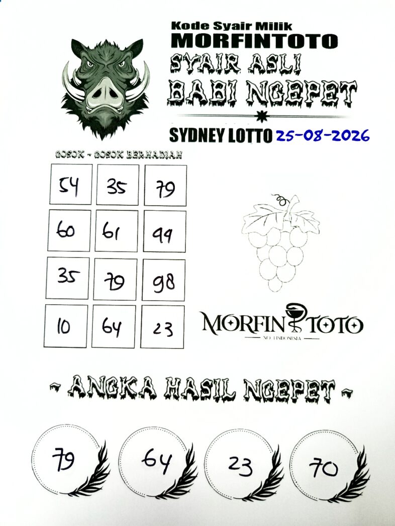 SYAIR TOGEL BABI NGEPET SYDNEY LOTTO 25 AGUSTUS 2526