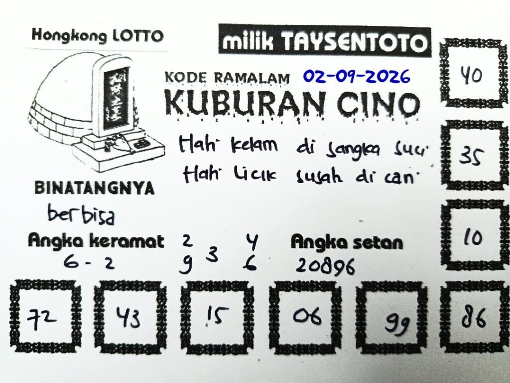Syair Kuburan Cino HK Hari Rabu, 02 September 2026