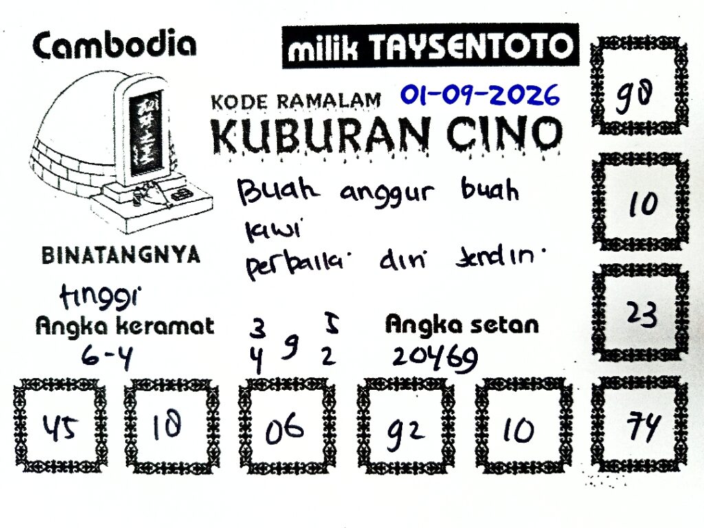 Syair Kuburan Cino Cambodia Hari Ini Selasa, 01 September 2026