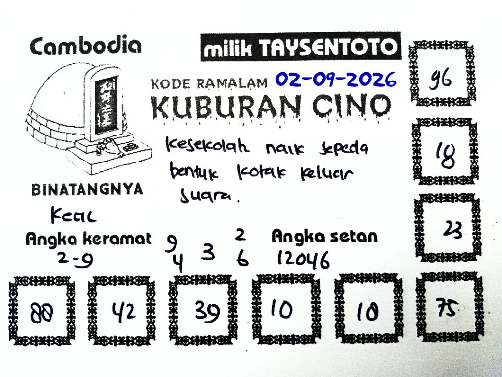 Syair Kuburan Cino Cambodia Hari Ini Rabu, 02 September 2026