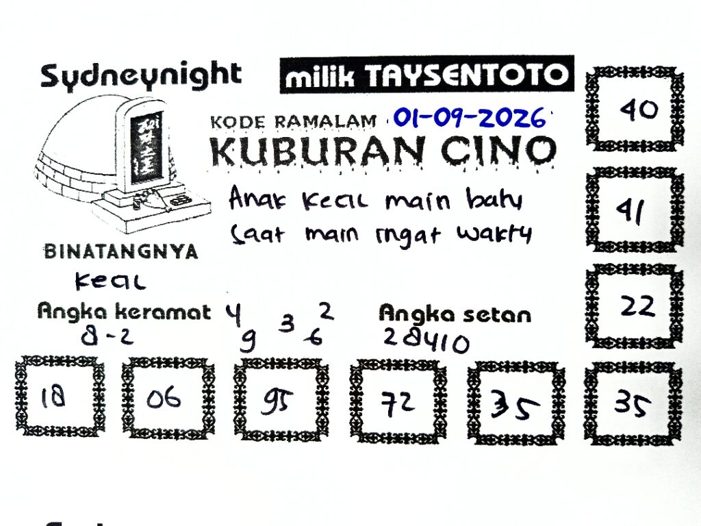 Syair Kuburan Cino SydneyNight Hari ini Selasa, 01 September 2026