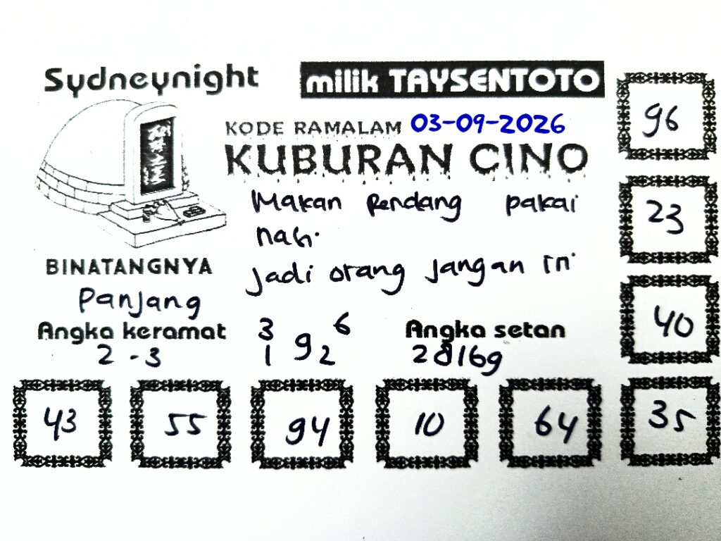 Syair Kuburan Cino SydneyNight Hari ini Kamis, 03 September 2026