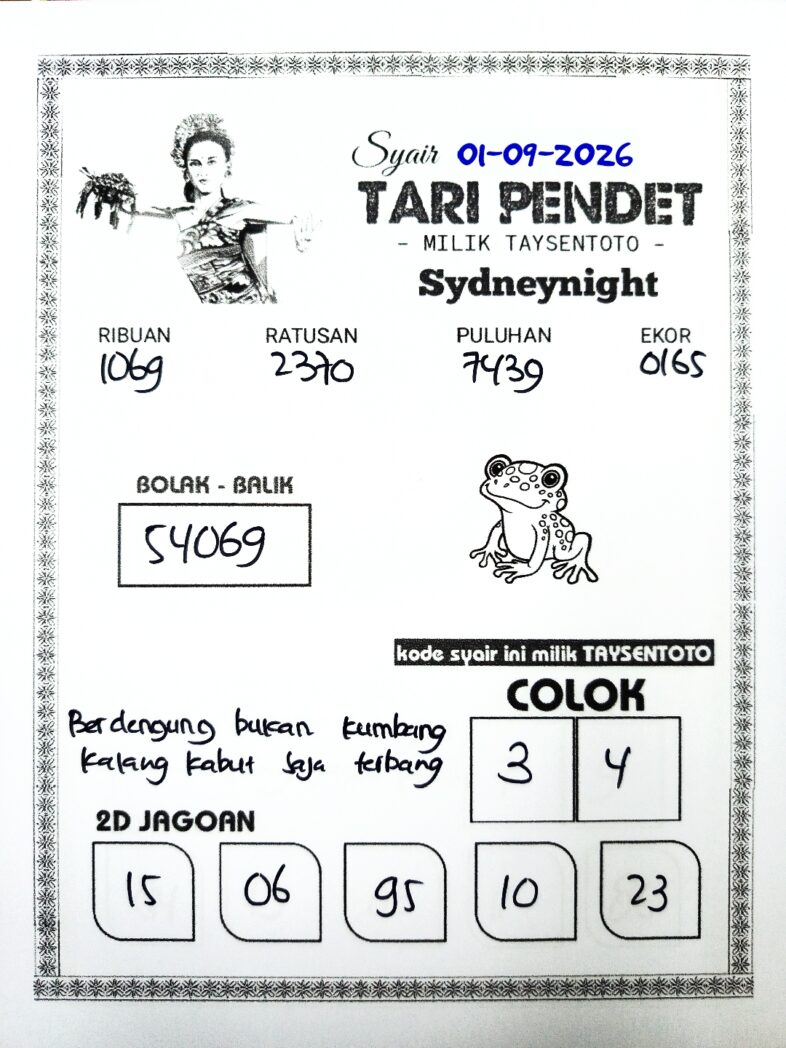 Syair Tari Pendet SydneyNight Hari ini Selasa, 01 September 2026