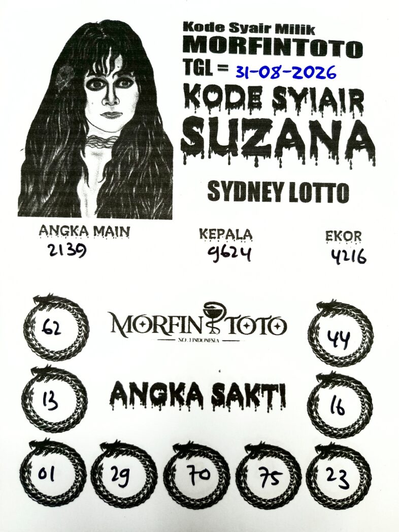 SYAIR TOGEL SUZANA SYDNEY LOTTO 31 AGUSTUS 2026