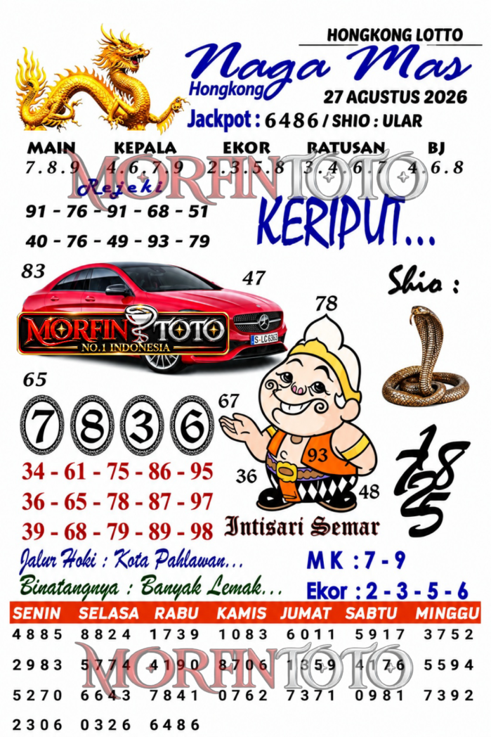 SYAIR TOGEL NAGA MAS HONGKONG LOTTO 27 AGUSTUS 2026