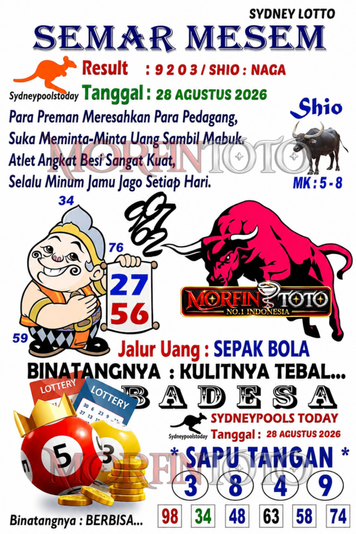 SYAIR TOGEL SEMAR MESEM SYDNEY LOTTO 28 AGUSTUS 2026