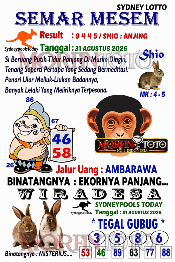 SYAIR TOGEL SEMAR MESEM SYDNEY LOTTO 31 AGUSTUS 2026