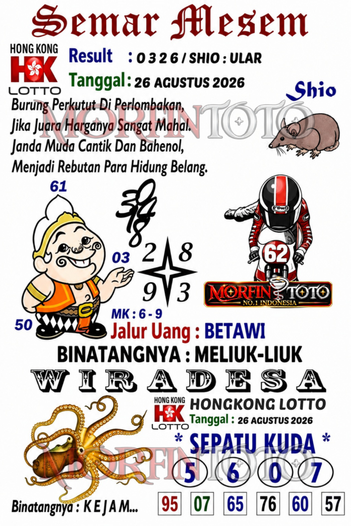 SYAIR TOGEL SEMAR MESEM HONGKONG LOTTO 26 AGUSTUS 2626