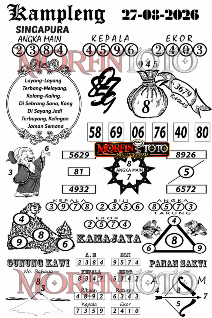 SYAIR TOGEL KAMPLENG SINGAPORE POOLS 27 AGUSTUS 2026