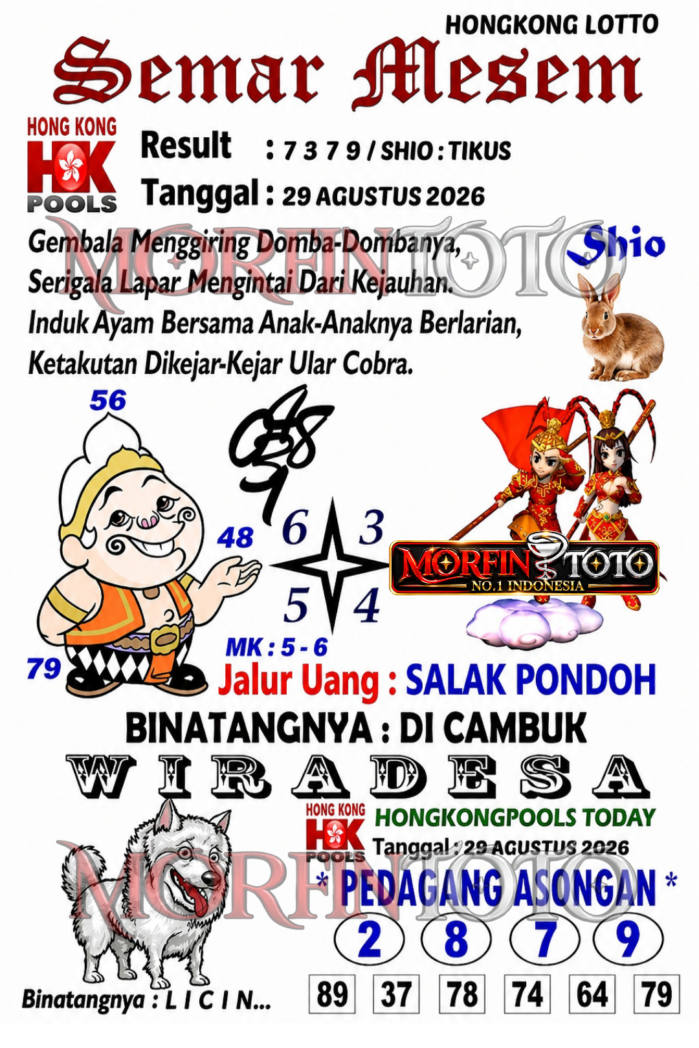 SYAIR TOGEL SEMAR MESEM HONGKONG LOTTO 29 AGUSTUS 2026