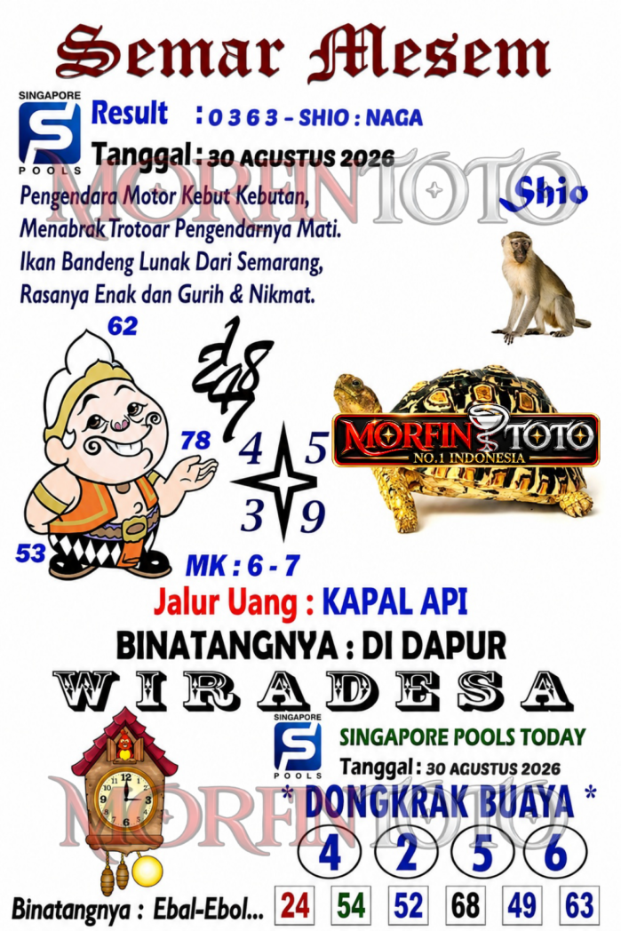 SYAIR TOGEL SEMAR MESEM SINGAPORE POOLS 30 AGUSTUS 2026