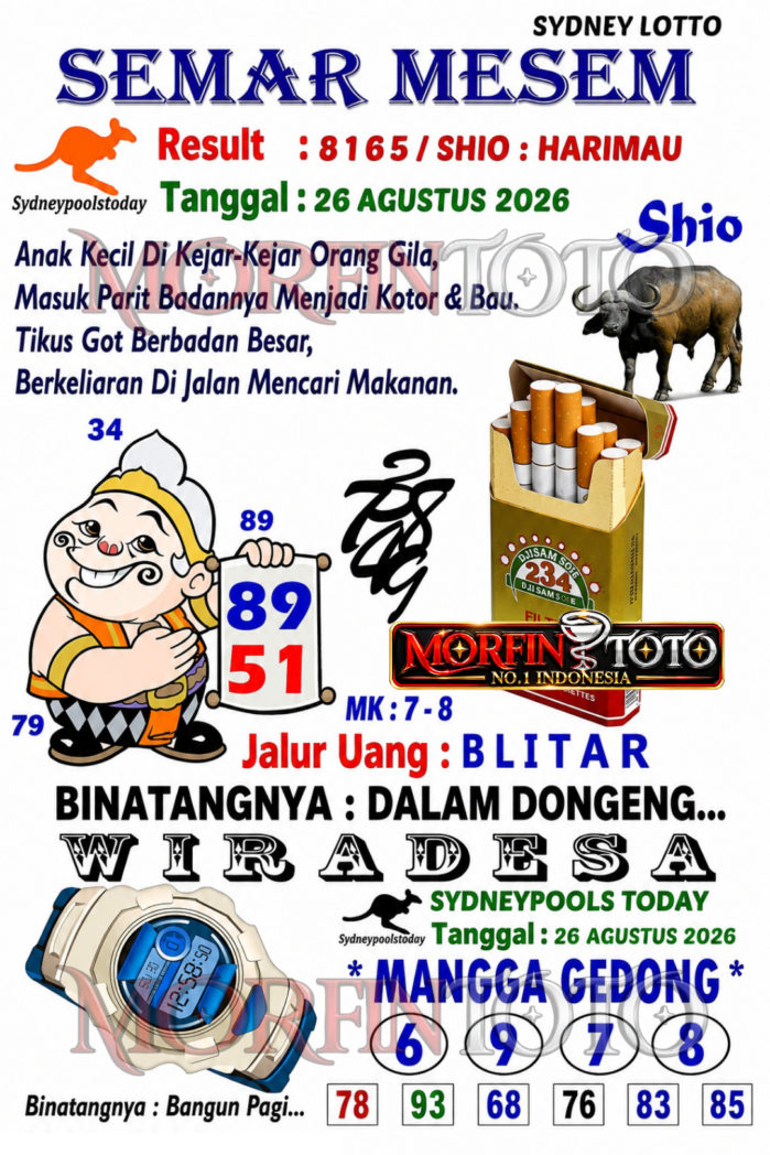 SYAIR TOGEL SEMAR MESEM SYDNEY LOTTO 26 AGUSTUS 2626