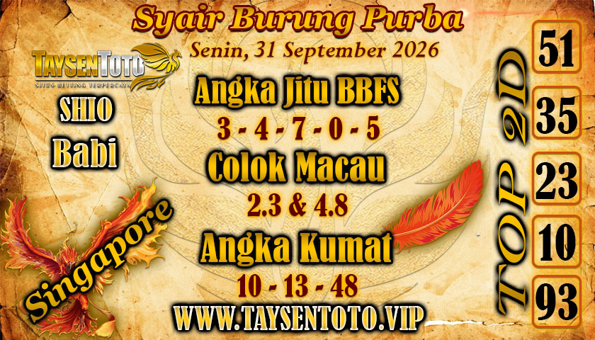 Syair Burung Purba Hari Senin, 31 Agustus 2026