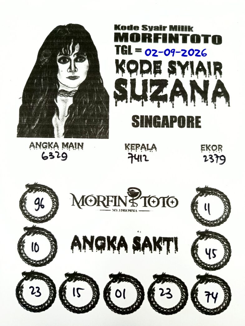 SYAIR TOGEL SUZANA SINGAPORE POOLS 02 SEPTEMBER 2026