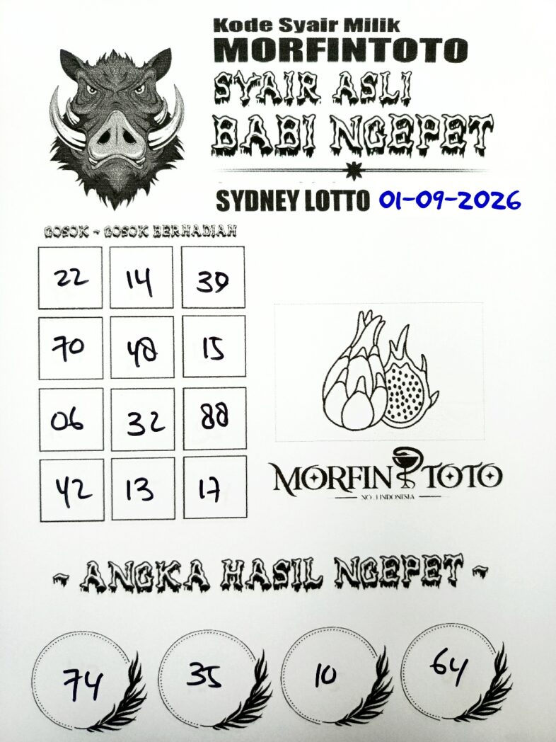 SYAIR TOGEL BABI NGEPET SYDNEY LOTTO 01 SEPTEMBER 2026