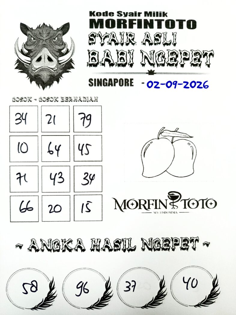 SYAIR TOGEL BABI NGEPET SINGAPORE POOLS 02 SEPTEMBER 2026