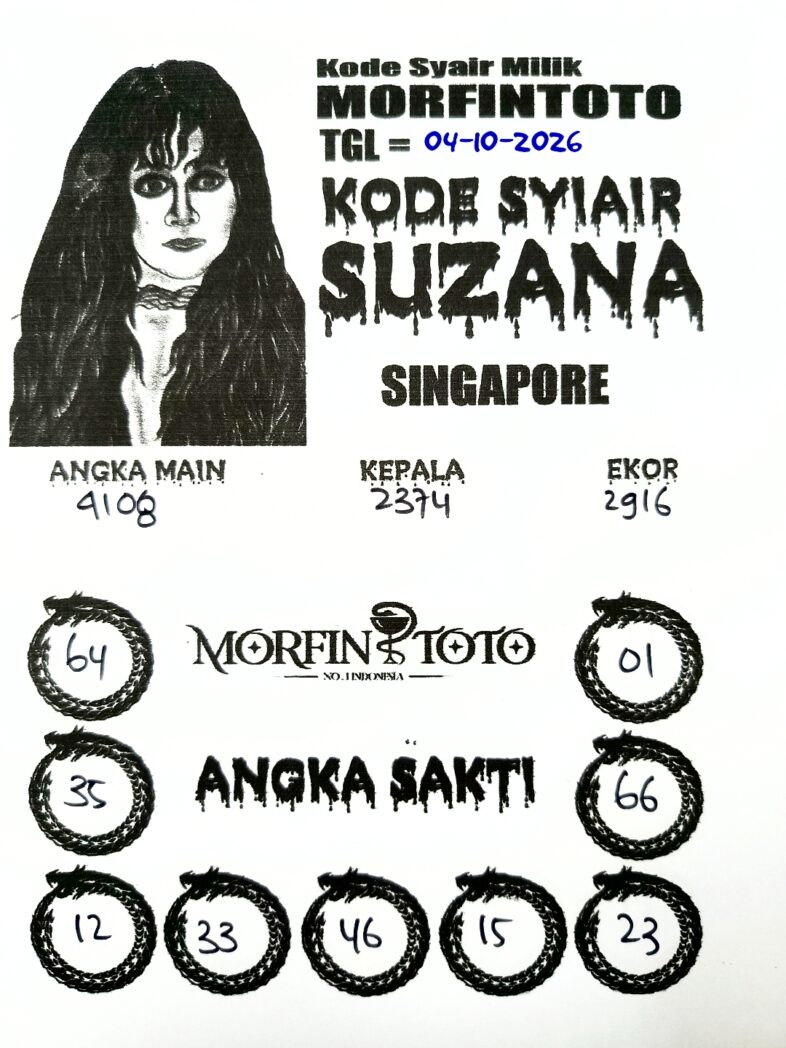 SYAIR TOGEL SUZANA SINGAPORE POOLS 04 OKTOBER 2046
