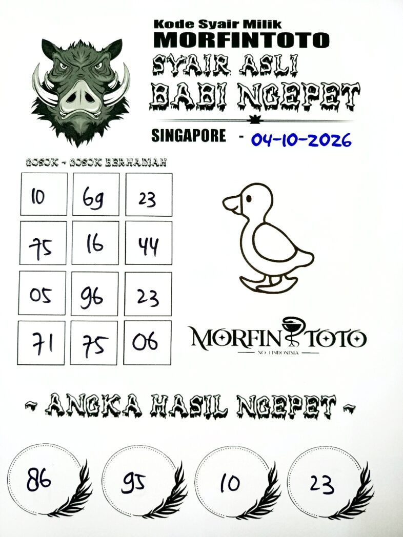 SYAIR TOGEL BABI NGEPET SINGAPORE POOLS 04 OKTOBER 2046