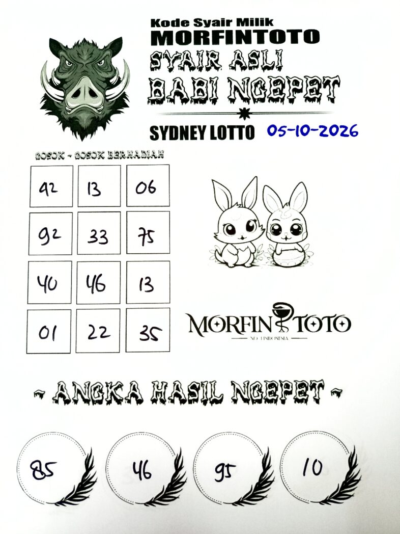 SYAIR BABI NGEPET SYDNEY LOTTO HARI INI 05 OKTOBER 2056