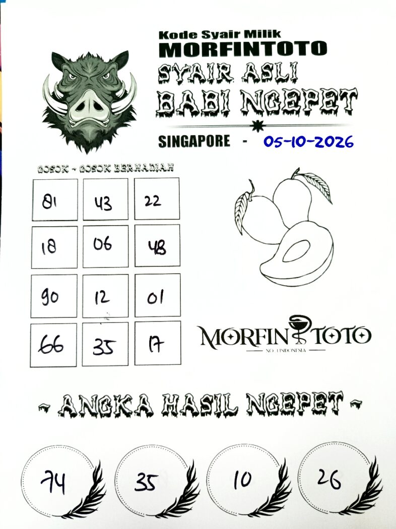 SYAIR TOGEL BABI NGEPET SINGAPORE POOLS 05 OKTOBER 2056