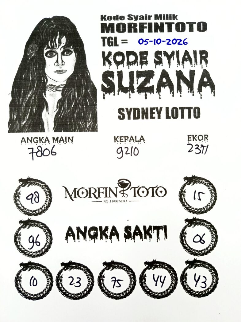 SYAIR SUZANA SYDNEY LOTTO HARI INI 05 OKTOBER 2056
