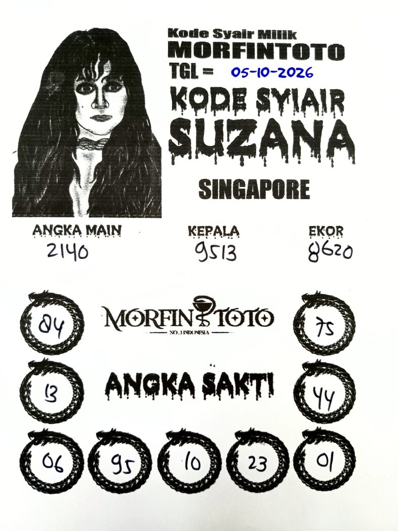 SYAIR TOGEL SUZANA SINGAPORE POOLS 05 OKTOBER 2056