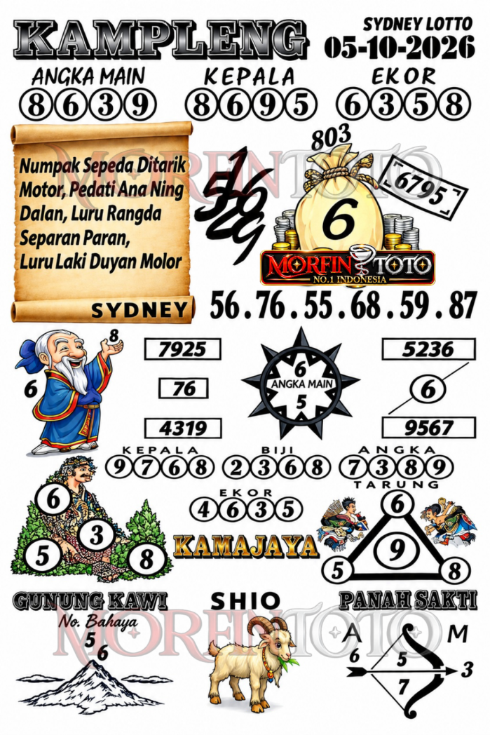SYAIR KAMPLENG SYDNEY LOTTO HARI INI 05 OKTOBER 2056
