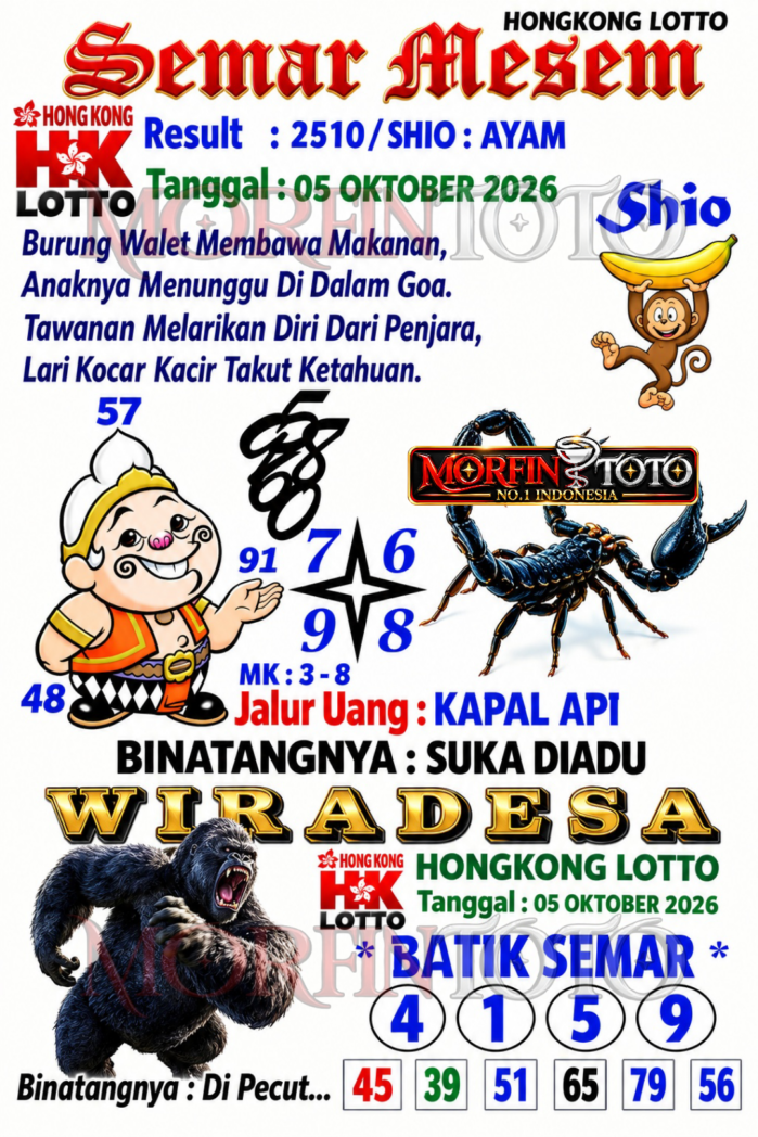 SYAIR TOGEL SEMAR MESEM HONGKONG LOTTO 05 OKTOBER 2056