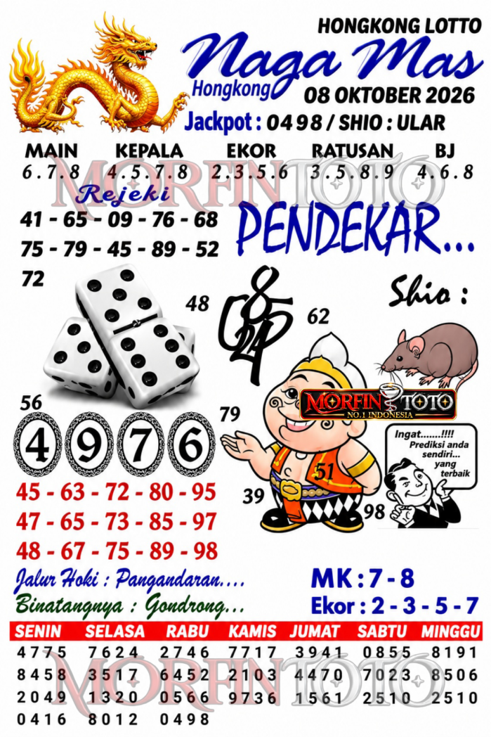 SYAIR TOGEL NAGA MAS HONGKONG LOTTO 08 OKTOBER 2086