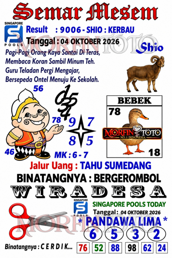SYAIR TOGEL SEMAR MESEM SINGAPORE POOLS 04 OKTOBER 2046